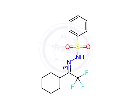 Chemical structure of Benzenesulfonic acid, 4-methyl-, 2-(1-cyclohexyl-2,2,2-trifluoroethylidene)hydrazide