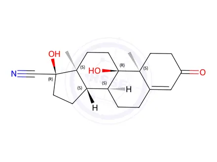 Chemical structure of 17-cyano-9,17-dihydroxyandrost-4-ene-3-one