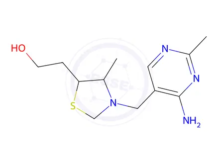 Chemical structure of 3-[(4-Amino-2-methyl-5-pyrimidinyl)methyl]-4-methyl-5-thiazolidineethanol