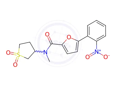 Chemical structure of N-(1,1-Dioxidotetrahydrothiophen-3-yl)-N-methyl-5-(2-nitrophenyl)furan-2-carboxamide