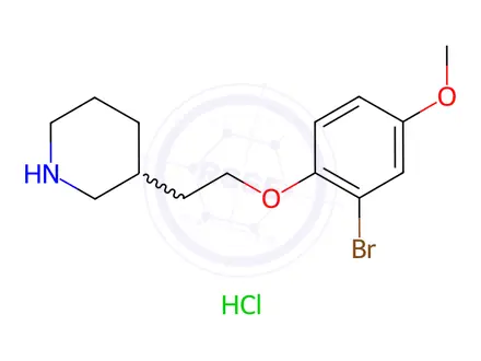 Chemical structure of 3-[2-(2-Bromo-4-methoxyphenoxy)ethyl]piperidine hydrochloride