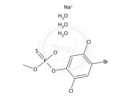 Chemical structure of sodium (4-bromo-2,5-dichloro-phenoxy)-methoxy-oxido-sulfanylidene-phos phorane trihydrate