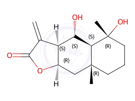 Chemical structure of 4alpha,6alpha-Dihydroxyeudesm-11(13)-en-12,8beta-olide