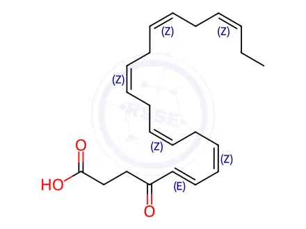 Chemical structure of (5E,7Z,10Z,13Z,16Z,19Z)-4-Oxo-5,7,10,13,16,19-docosahexaenoic Acid