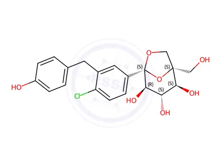 Chemical structure of Ertugliflozin Desethyl Impurity