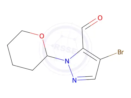 Chemical structure of 4-Bromo-2-(oxan-2-yl)pyrazole-3-carbaldehyde
