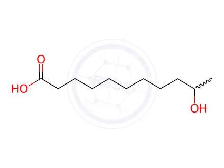 Chemical structure of (+)-10-Hydroxyundecanoic acid