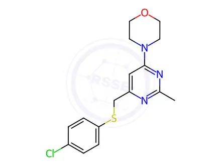 Chemical structure of 4-(6-{[(4-chlorophenyl)sulfanyl]methyl}-2-methyl-4-pyrimidinyl)morpholine