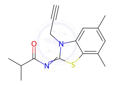 Chemical structure of N-(5,7-Dimethyl-3-(prop-2-yn-1-yl)benzo[d]thiazol-2(3H)-ylidene)isobutyramide