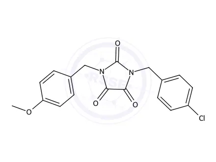 Chemical structure of 1-(4-Chlorobenzyl)-3-(4-methoxybenzyl)imidazolidine-2,4,5-trione