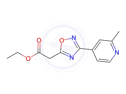 Chemical structure of 1,2,4-Oxadiazole-5-acetic acid, 3-(2-methyl-4-pyridinyl)-, ethyl ester