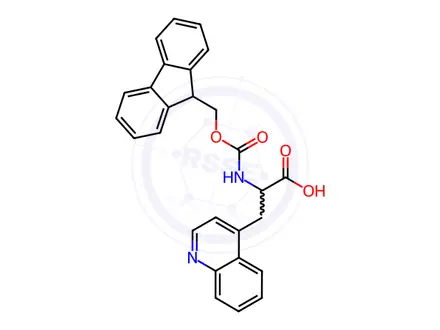 Chemical structure of 2-(9H-Fluoren-9-ylmethoxycarbonylamino)-3-quinolin-4-yl-propionic acid