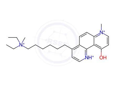 Chemical structure of 4-(6-(Diethyl(methyl)ammonio)hexyl)-10-hydroxy-7-methyl-1,7-phenanthrolin-7-ium bromide