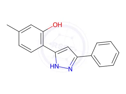 Chemical structure of 5-methyl-2-(3-phenyl-1H-pyrazol-5-yl)phenol