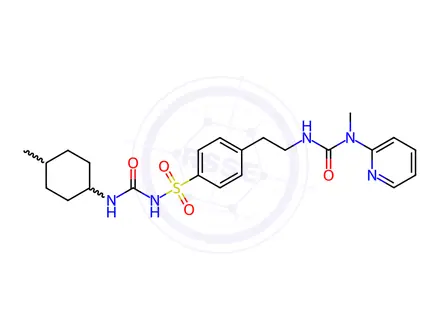 Chemical structure of N-[[(4-methylcyclohexyl)amino]carbonyl]-4-[2-[[(methyl-2-pyridylamino)carbonyl]amino]ethyl]benzenesulphonamide