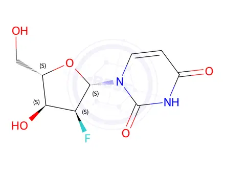 Chemical structure of 2'-Deoxy-2'-fluoro-L-uridine