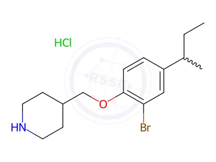 Chemical structure of 4-{[2-Bromo-4-(sec-butyl)phenoxy]-methyl}piperidine hydrochloride