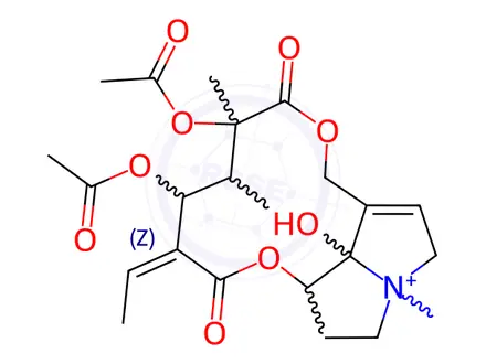 Chemical structure of (12ξ,13ξ)-12,14-Diacetoxy-8-hydroxy-4-methyl-11,16-dioxosenecionan-4-ium
