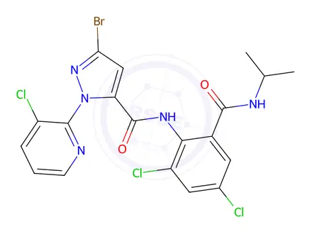 Chemical structure of 3-bromo-1-(3-chloropyridin-2-yl)-N-(2,4-dichloro-6-(isopropylcarbamoyl)phenyl)-1H-pyrazole-5-carboxamide