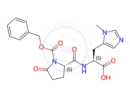 Chemical structure of L-Histidine, 3-methyl-N-[5-oxo-1-[(phenylmethoxy)carbonyl]-L-prolyl]-(9CI)