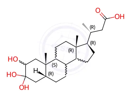 Chemical structure of (R)-3-((3R,5S,7S,8R,9S,10S,12S,13R,14S,17R)-3,7,12-Trihydroxy-10,13-dimethylhexadecahydro-1H-cyclopenta[a]phenanthren-17-yl)butanoic Acid