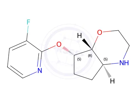 Chemical structure of rel-(4aS,7S,7aR)-7-(3-fluoropyridin-2-yloxy)octahydrocyclopenta[b][1,4]oxazine