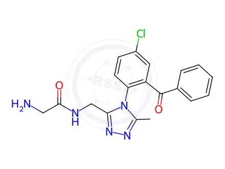 Chemical structure of Acetamide, 2-amino-N-[[4-(2-benzoyl-4-chlorophenyl)-5-methyl-4H-1,2,4-triazol-3-yl]methyl]-