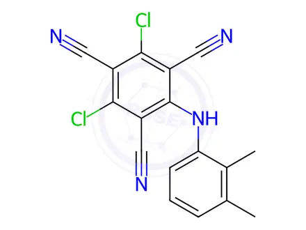 Chemical structure of 4,6-Dichloro-2-(2,3-dimethylanilino)benzene-1,3,5-tricarbonitrile