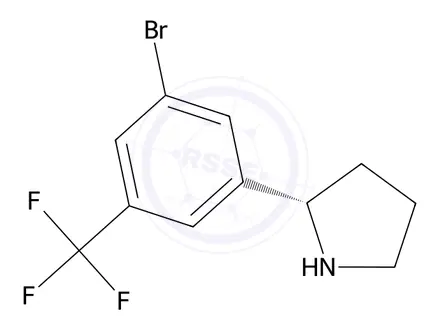 Chemical structure of (S)-2-(3-bromo-5-(trifluoromethyl)phenyl)pyrrolidine