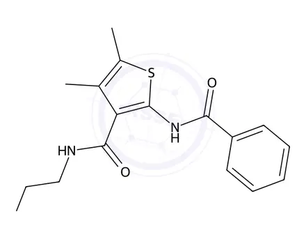 Chemical structure of 2-Benzamido-N-(2-hydroxyethyl)-4,5-dimethylthiophene-3-carboxamide