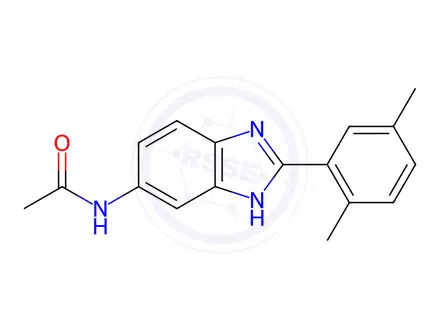 Chemical structure of N-(2-(2,5-Dimethylphenyl)-1H-benzo[d]imidazol-5-yl)acetamide