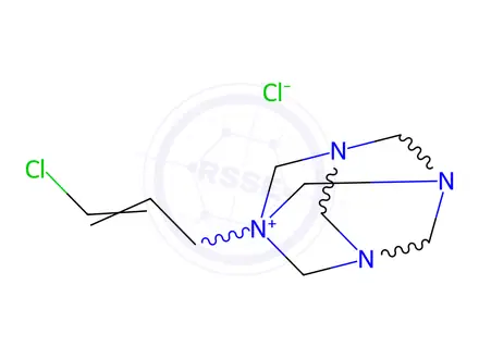 Chemical structure of 1-(3-Chloroallyl)-3,5,7-triaza-1-azoniaadamantane chloride