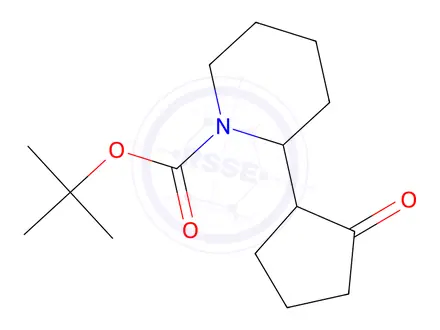 Chemical structure of tert-butyl 2-(2-oxocyclopentyl)piperidine-1-carboxylate