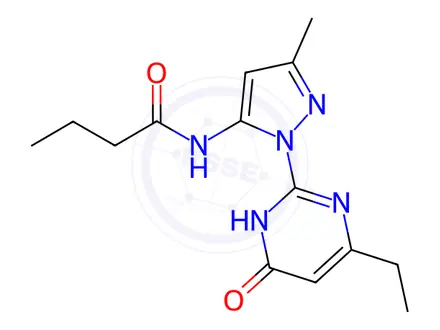 Chemical structure of N-[2-(6-ethyl-4-oxo-1H-pyrimidin-2-yl)-5-methylpyrazol-3-yl]butanamide