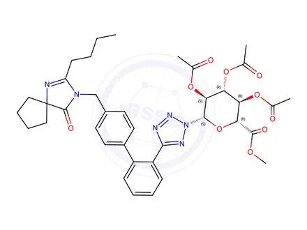 Chemical structure of Irbesartan N-b-D-2,3,4-Tri-O-acetyl-glucuronide Methyl Ester