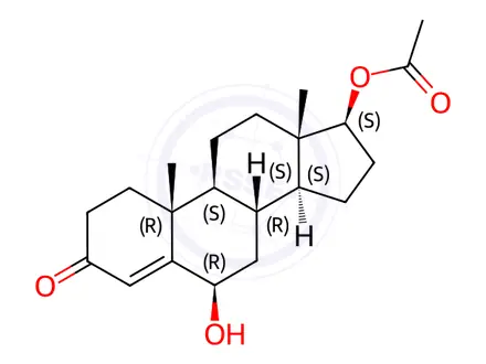Chemical structure of 17β-Acetoxy-6β-hydroxy-testosterone