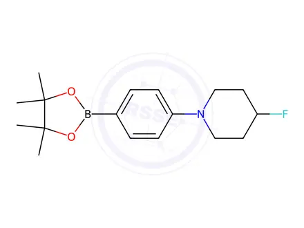 Chemical structure of 4-Fluoro-1-(4-(4,4,5,5-tetramethyl-1,3,2-dioxaborolan-2-yl)phenyl)piperidine