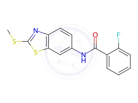 Chemical structure of 2-Fluoro-N-(2-(methylthio)benzo[d]thiazol-6-yl)benzamide