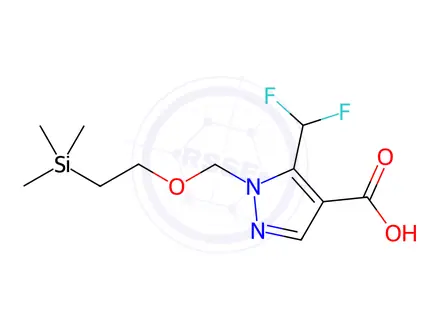 Chemical structure of 5-(Difluoromethyl)-1-((2-(trimethylsilyl)ethoxy)methyl)-1H-pyrazole-4-carboxylic acid