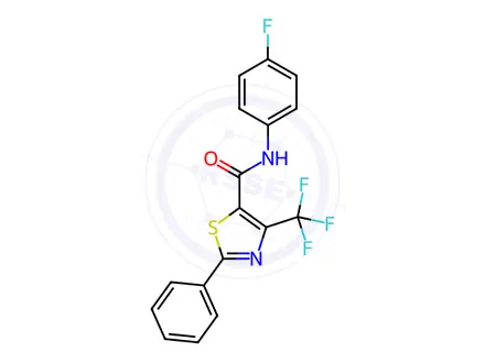 Chemical structure of N-(4-fluorophenyl)-2-phenyl-4-(trifluoromethyl)thiazole-5-carboxamide