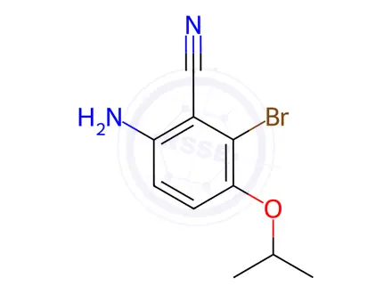Chemical structure of Benzonitrile, 6-amino-2-bromo-3-(1-methylethoxy)-