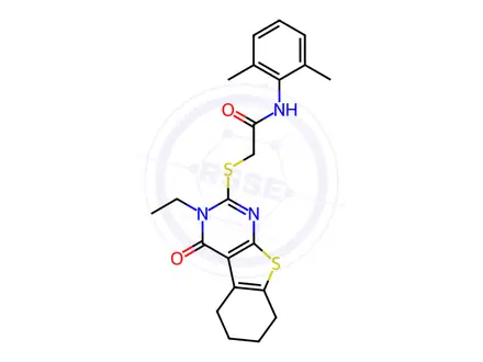 Chemical structure of N-(2,6-Dimethylphenyl)-2-((3-ethyl-4-oxo-3,4,5,6,7,8-hexahydrobenzo[4,5]thieno[2,3-d]pyrimidin-2-yl)thio)acetamide