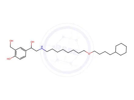 Chemical structure of 4-(2-((8-(4-cyclohexyl butoxy) octyl) amino)-1-hydroxyethyl)-2-(hydroxymethyl)phenol
