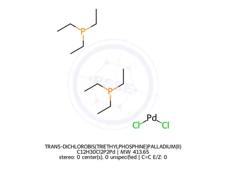 Chemical structure of TRANS-DICHLOROBIS(TRIETHYLPHOSPHINE)PALLADIUM(II)