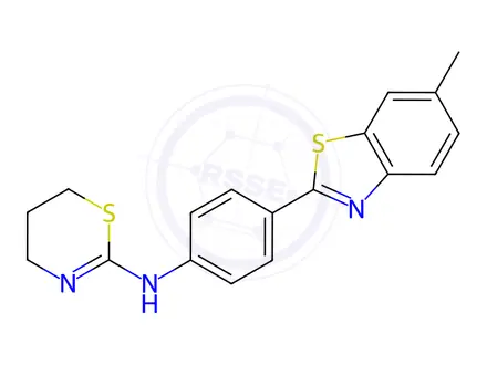 Chemical structure of N-[4-(6-methyl-1,3-benzothiazol-2-yl)phenyl]-5,6-dihydro-4H-1,3-thiazin-2-amine