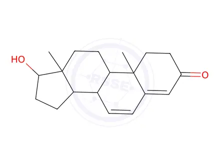 Chemical structure of 6-Dehydrotestosterone acetate