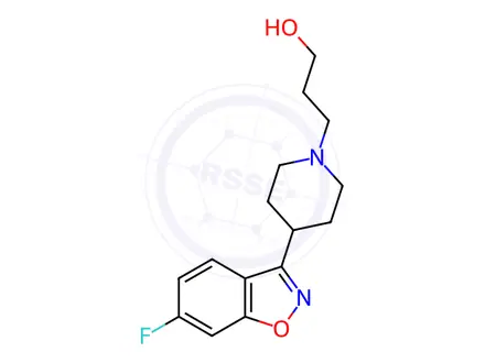 Chemical structure of 3-(4-(6-Fluorobenzo[d]isoxazol-3-yl)piperidin-1-yl)propan-1-ol
