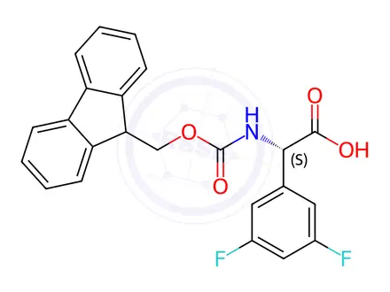 Chemical structure of (S)-2-((((9H-Fluoren-9-yl)methoxy)carbonyl)amino)-2-(3,5-difluorophenyl)acetic acid