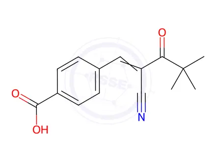 Chemical structure of 4-[(1Z)-2-Cyano-2-(2,2-dimethylpropanoyl)eth-1-en-1-yl]benzoic acid