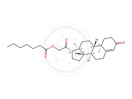Chemical structure of 21-hydroxypregn-4-ene-3,20-dione 21-heptanoate